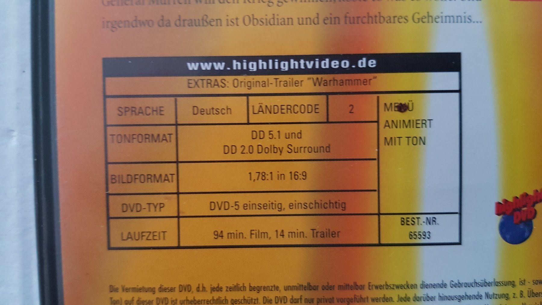 Tous les DVDs: DVD Warhammer – D'occasion à Oetwil am See par fineli2 1