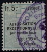 5 Fr. Fiskalmarke der Schweizer Bundespolizei