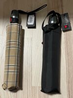 2 BIG-REGENSCHIRME „KNIRPS“ / Schwarz + Karo-Muster / O.V.P.