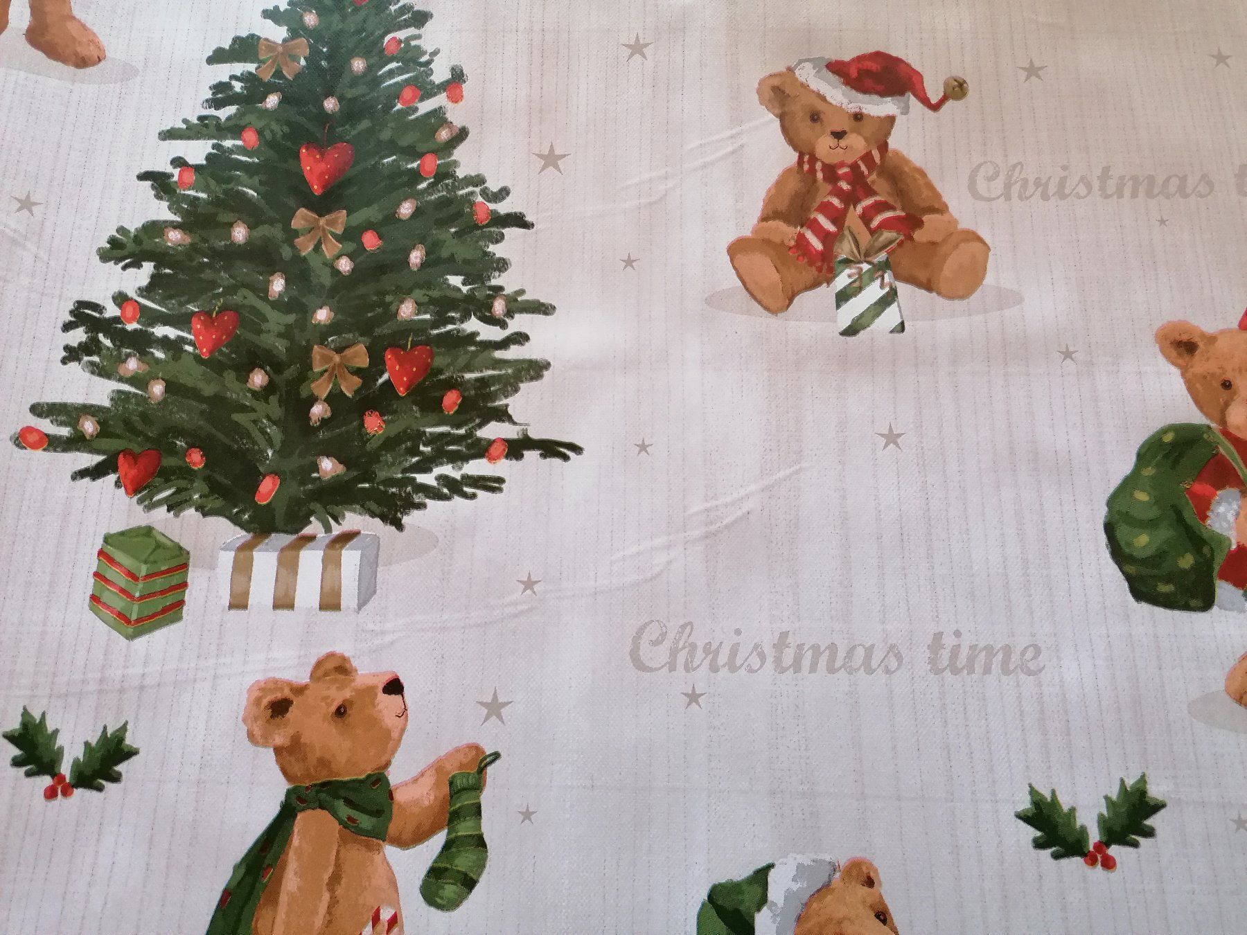 Tessuti: Wachstuch Christmas Teddy ca. 1.40 cm x 54 cm – Nuovo (secondo la descrizione) da Zollikofen venduto da Blackie 1