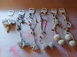 neu: 5x Makramee Anhänger mit Glocken oder Pompons, Deko 