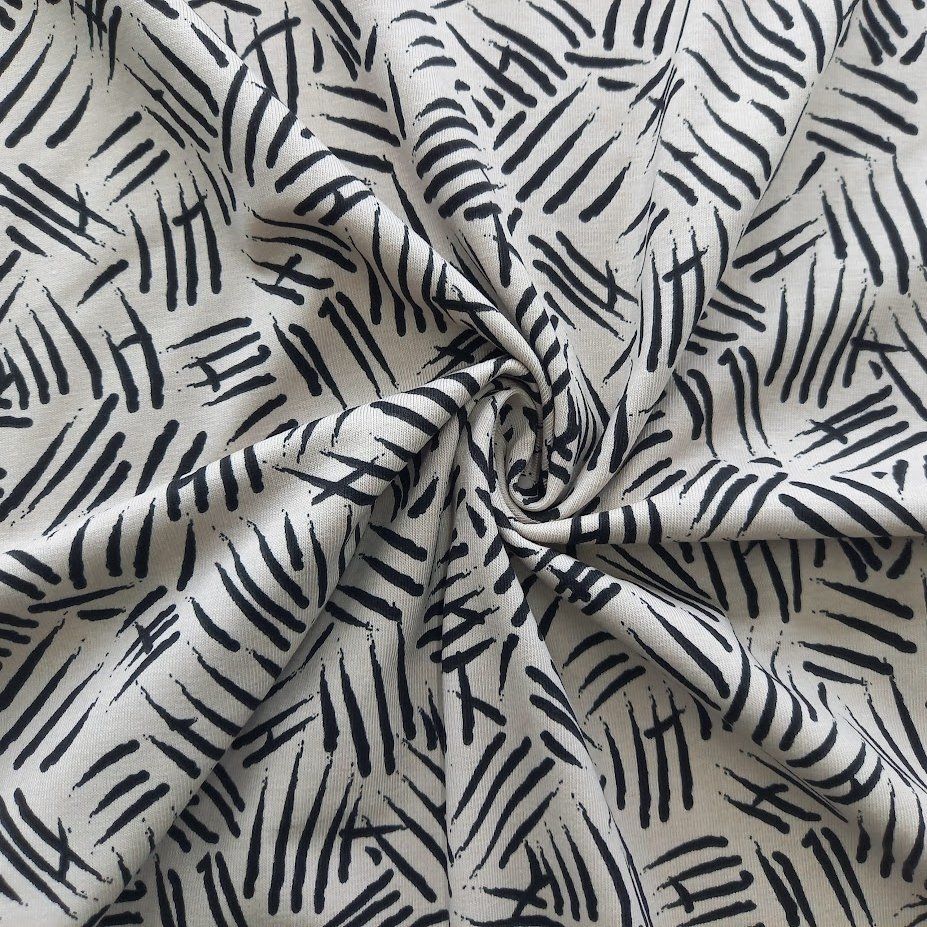 Stoffe: Jersey Striche beige – Neu und originalverpackt aus Winterthur von Kimbana 2