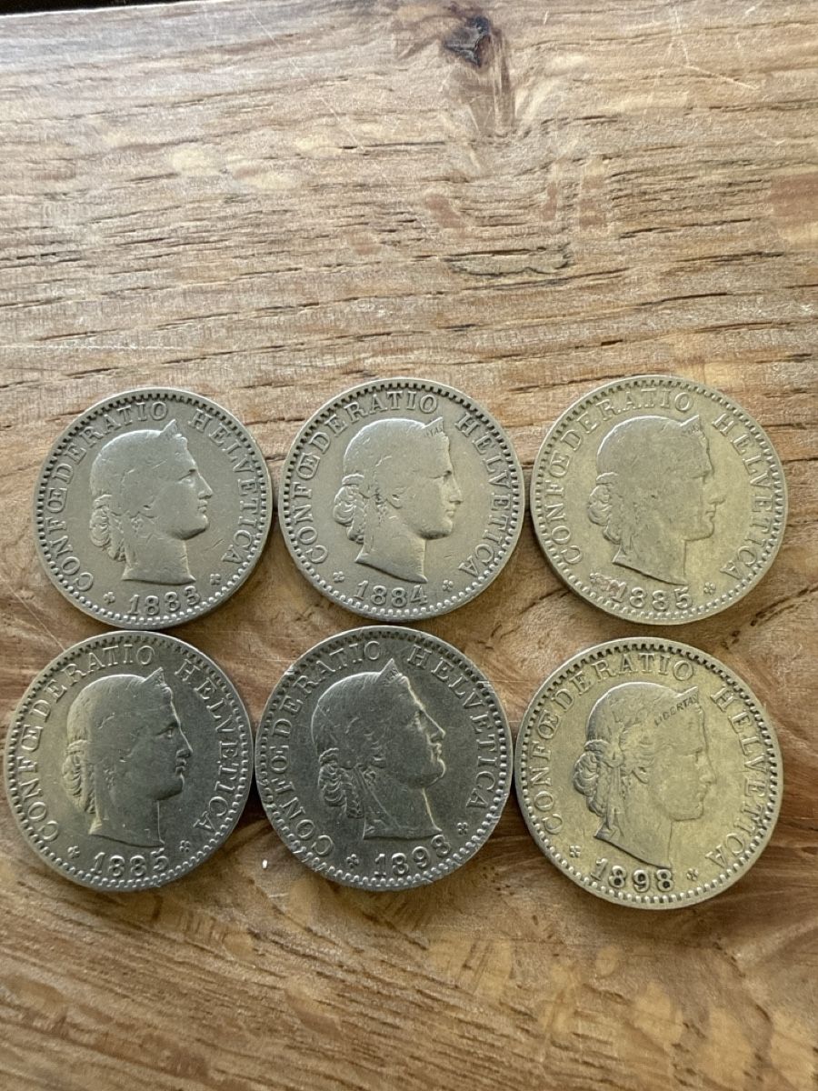 Tutti le monete: 6x 20 Rappen 1883-1898 – Usato da Maienfeld venduto da Sk8erli7