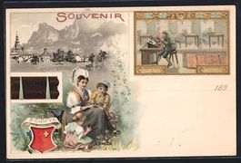Litho Schwyz, Kakao Suchard, Dame in Tra