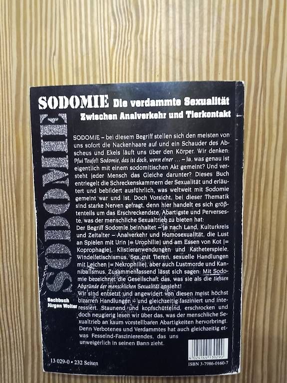 Libri: Sachbuch Sodomie 232 Seiten Deutsch – Usato da Brienz BE venduto da INTERNALFIRE 1