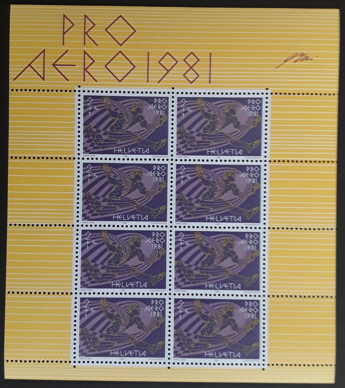 Alle Briefmarken: 1981: Pro Aero Kleinbogen mit 8 Marken FO48  ** – Gebraucht aus Walperswil von Tcheidi