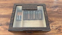 Humidor Holz mit Plexiglasdeckel und Hygrometer neuwertig