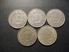 5 x 1.- Fr 1908-10-12-56-57 Superbes pièces Superbe qualité