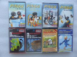 8 Kassetten-Konvolut: Pingu, Die 3 ???, Astrid Lindgren