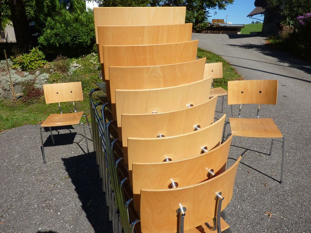 12 Stühle Seminarstühle Holzstühle stapelbar Dietiker SPARTA 9