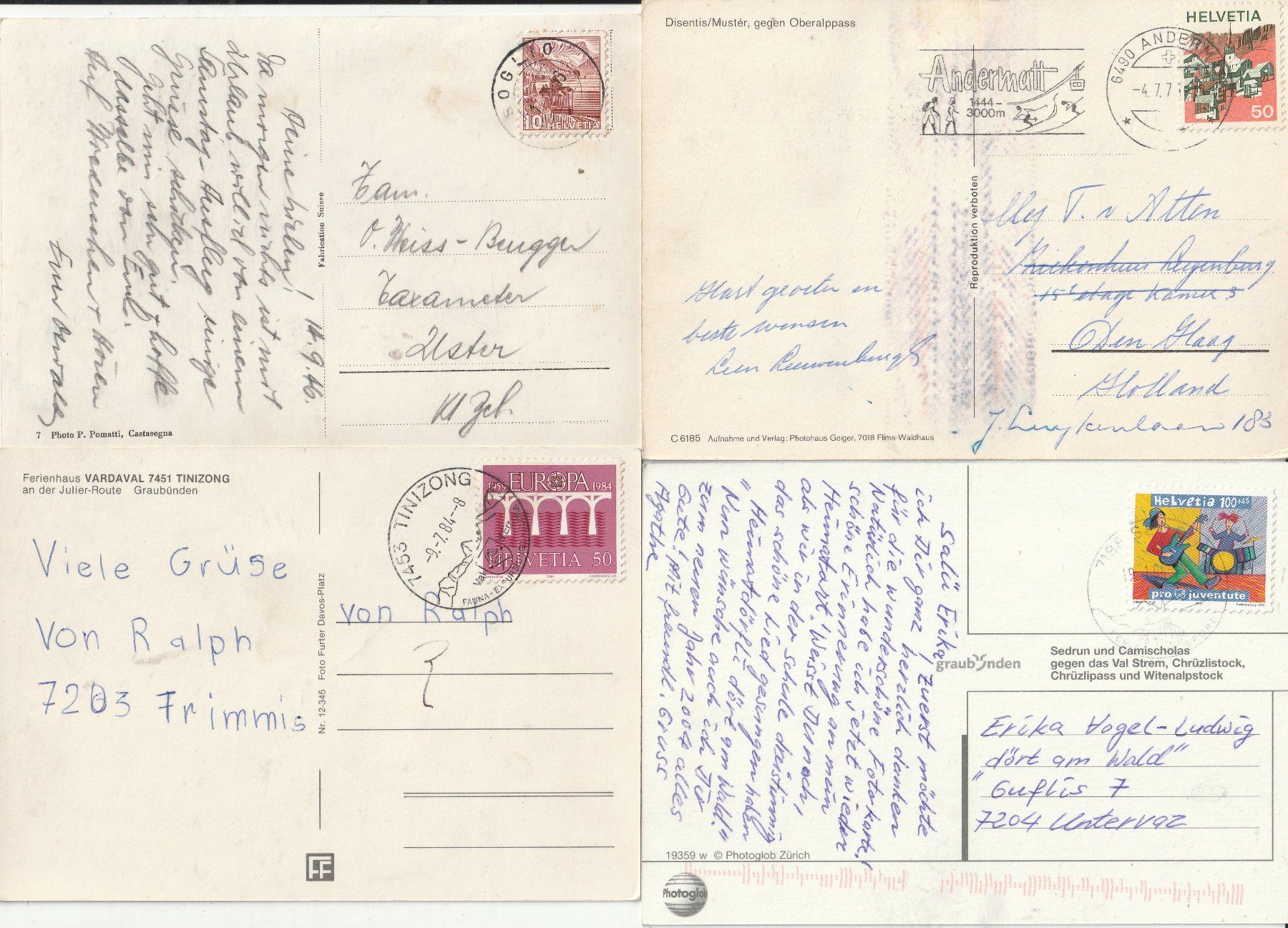 Cartoline postali: 24 AK. Dörfer-Ortschaften Graubünden – Usato da Lumbrein venduto da made02 1