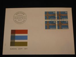 Werbemarken Europa FDC 1971 Nr. 497 4-Block "Kette Europa"