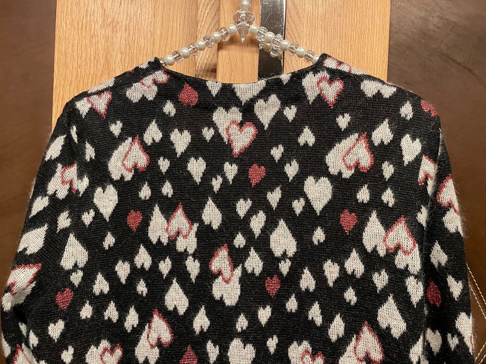 SAINT LAURENT PARIS Strickjacke Herz s/w/rot