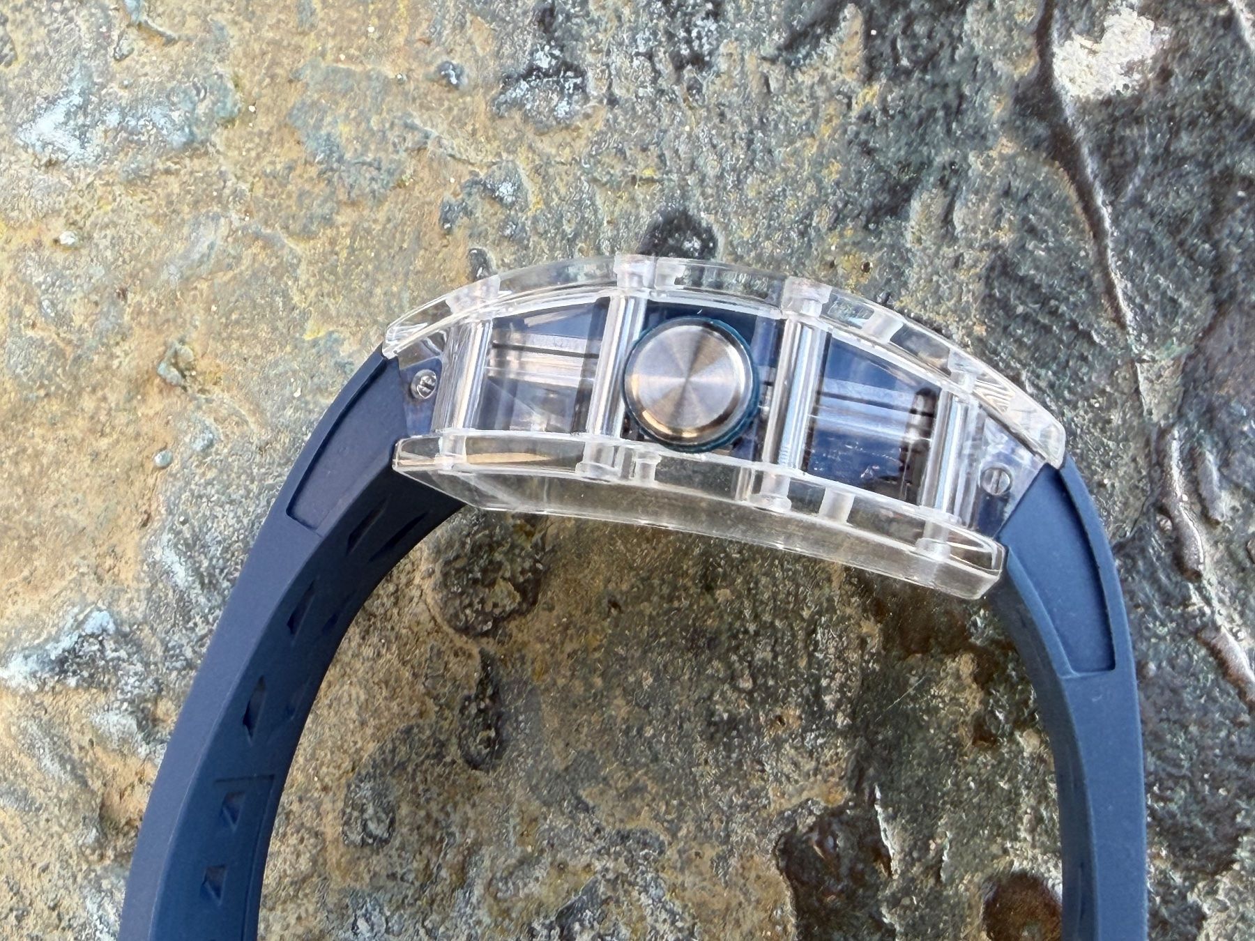 Orologi: Luxury Skeleton Watch - Transparent Design, Blue Strap – Usato da Reinach AG venduto da Rousseau_J 1