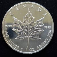 Kanada 1 Unze Silber Maple Leaf 999/1000 Silber 1991