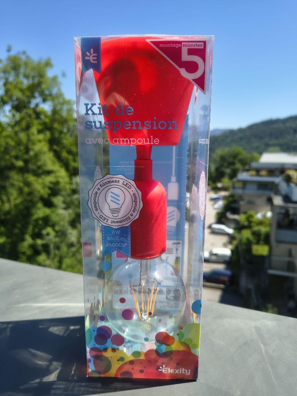 Lampadari & plafoniere: Kit de suspension rouge avec ampoule LED Elexity – Nuovo e nell'imballaggio originale da Genève venduto da Brachiopode 2