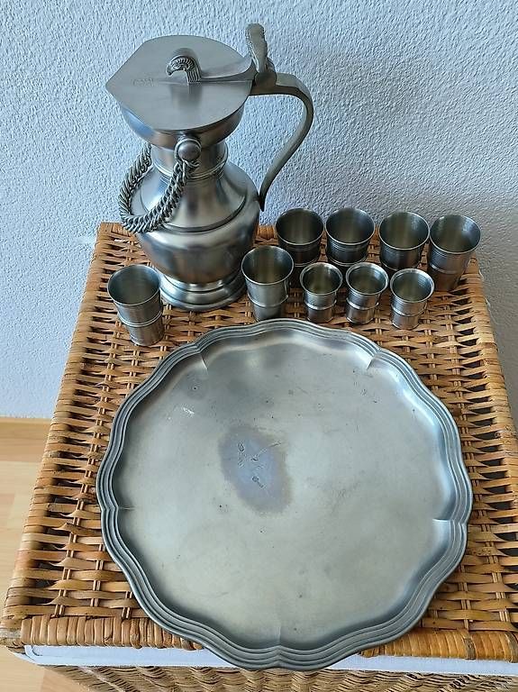 Caraffe: Zinn Krug mit Becher  – Usato da Stansstad venduto da grimmli77 2