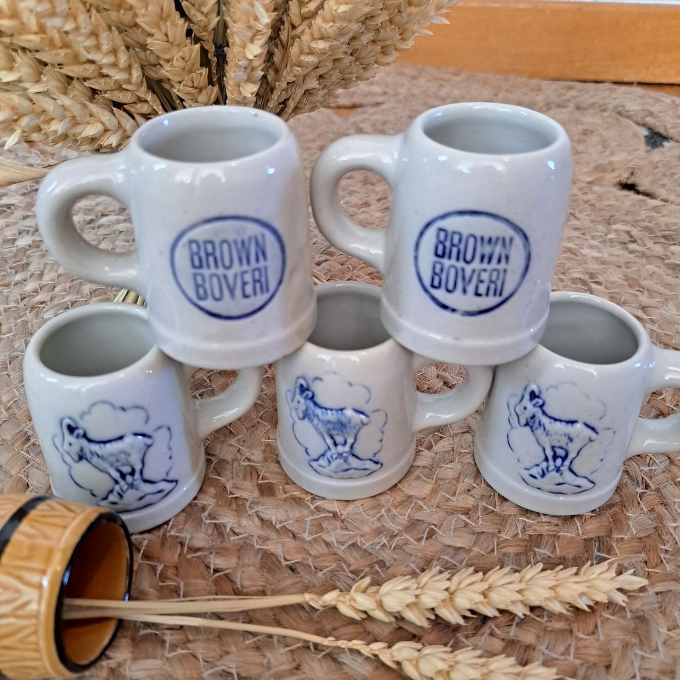 Bicchieri: Mini choppe de bière en grès, vintage, lot de 6/ Steinzeug – Usato da Petit-Lancy venduto da ChezBerti 3