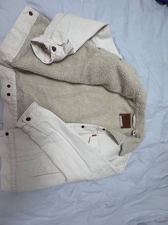 Winterjacke mit Teddy-/Sherpa-Futter in Creme/Beige