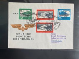 DDR 1960 Ersttagsbrief Satz+gesch. 125 J. Deutsche Eisenbahn
