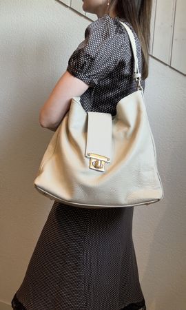 Sac à main en cuir Roberta M. Made in Italy Beige 