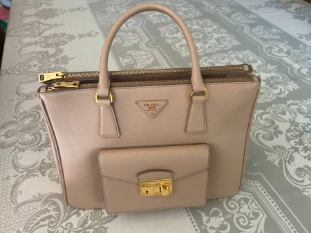 PRADA Saffiano Lux Galleria, grosse Handtasche, Cammeo/Nude