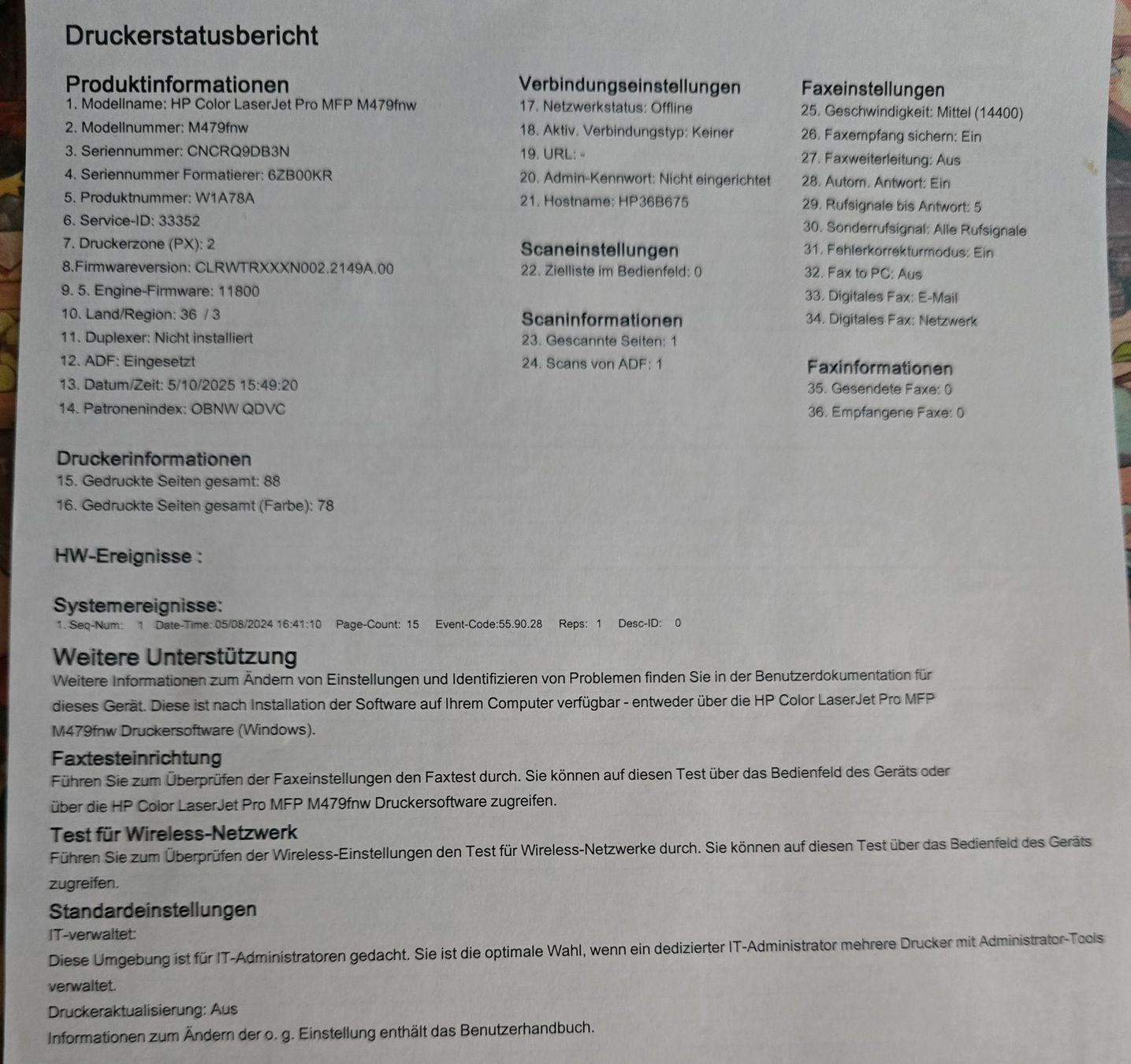 Hewlett Packard Drucker: HP Color LaserJet Pro MFP M479fnw – Gebraucht aus Muttenz von Sorbonn 4