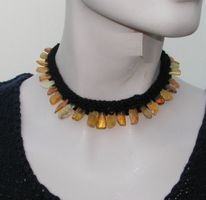 ♥ GOTHIC SPIKE KETTE / Balt. Bernstein / Umfang anpassbar ♥