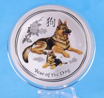 Lunar II Münze Hund 2018 / 2 Unzen Silber Farbe