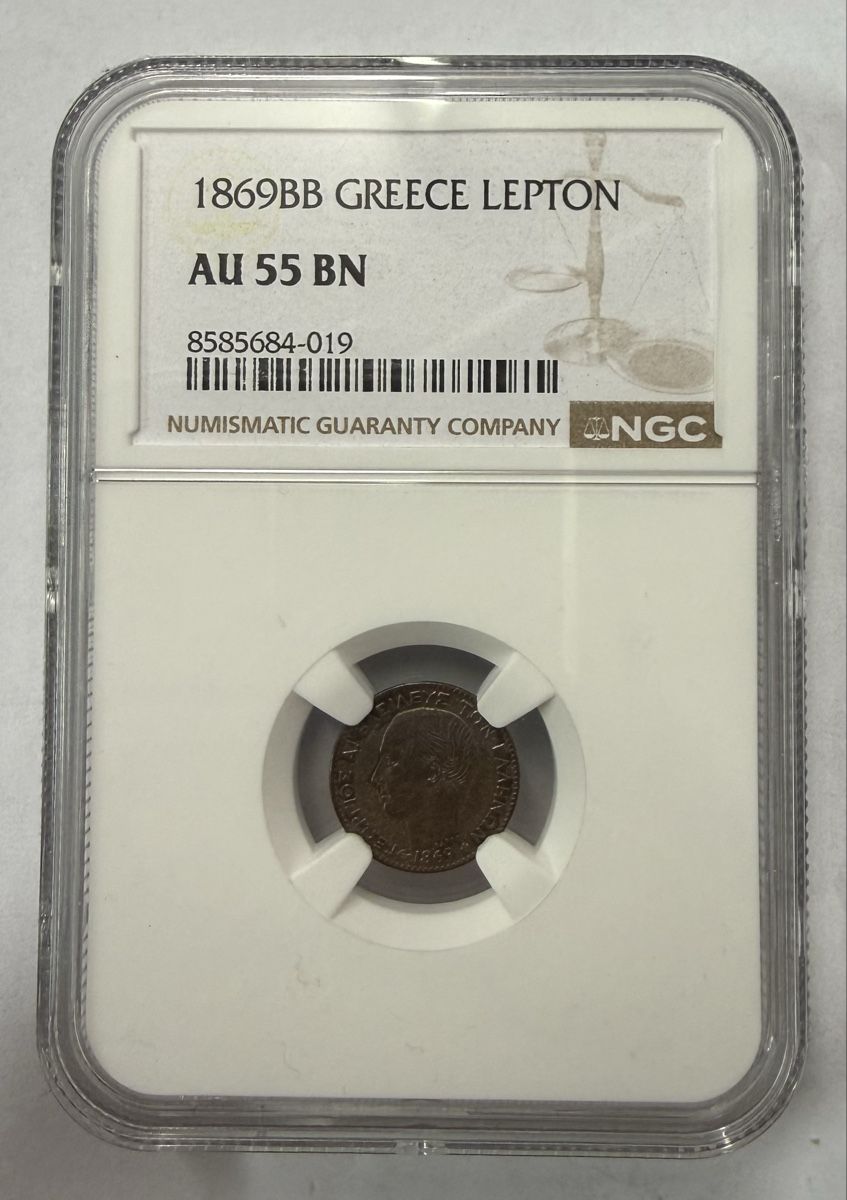 Tutti le monete: Griechenland Lepton 1869 BB - NGC AU55  – Nuovo (secondo la descrizione) da Zürich venduto da daki81