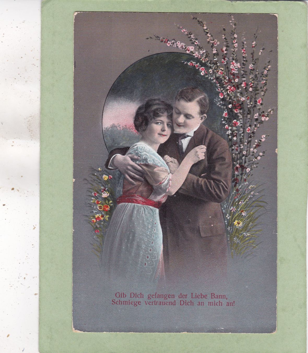 Cartoline postali: Kitsch Paar Blumen Frau Mann – Usato da Herisau venduto da Lisegrat2008