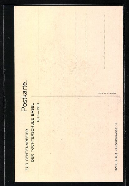 Ansichtskarten: Basel, Töchterschule, Kanonengasse 10,  – Gebraucht aus Berlin von bartko-reher 1