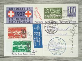 TR15 Carte Postale + Timbre Suisse 1937