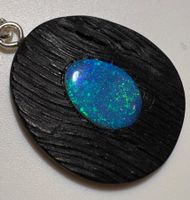 Opal Halskette Mooreiche-Silber, Lightning Ridge Australien