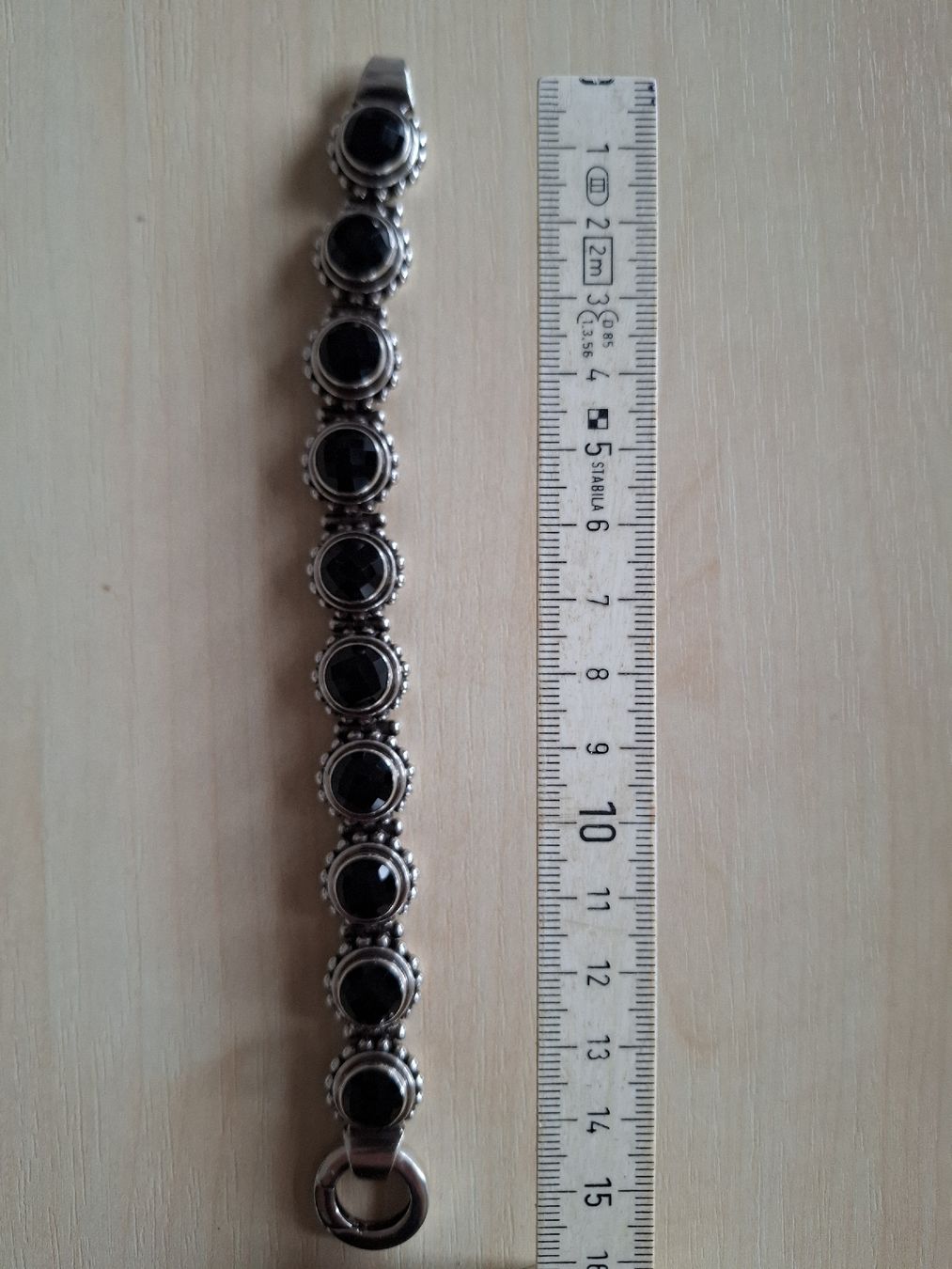 Onyx Bracciali & Braccialetti: Silberarmband massiv mit Onyxsteinen – Nuovo (secondo la descrizione) da Buochs venduto da LUINO7 6