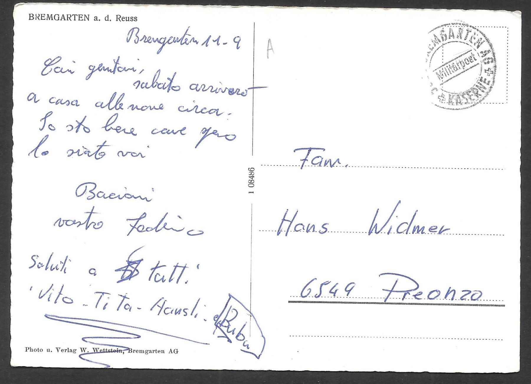 Ansichtskarten: Bremgarten Nachtansicht Feldpoststempel – Gebraucht aus Olten von clotaldi 1