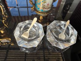 Salz- und Pfefferschälchen mit 2 Horn Löffelchen
