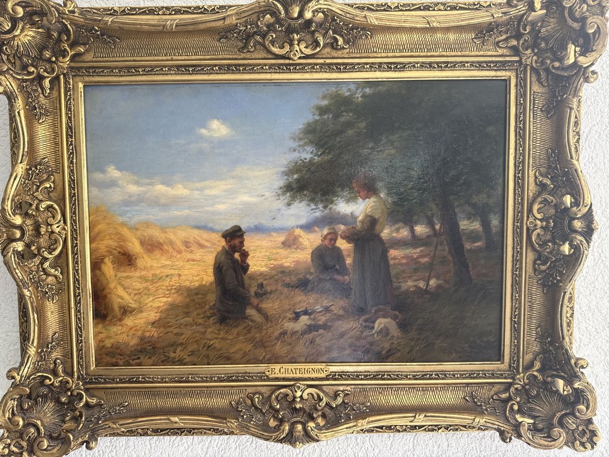 Dipinti: Tableau ancien signé E. CHATEIGNON, cadre doré inclus – Usato da Vuarrens venduto da mic_g89r