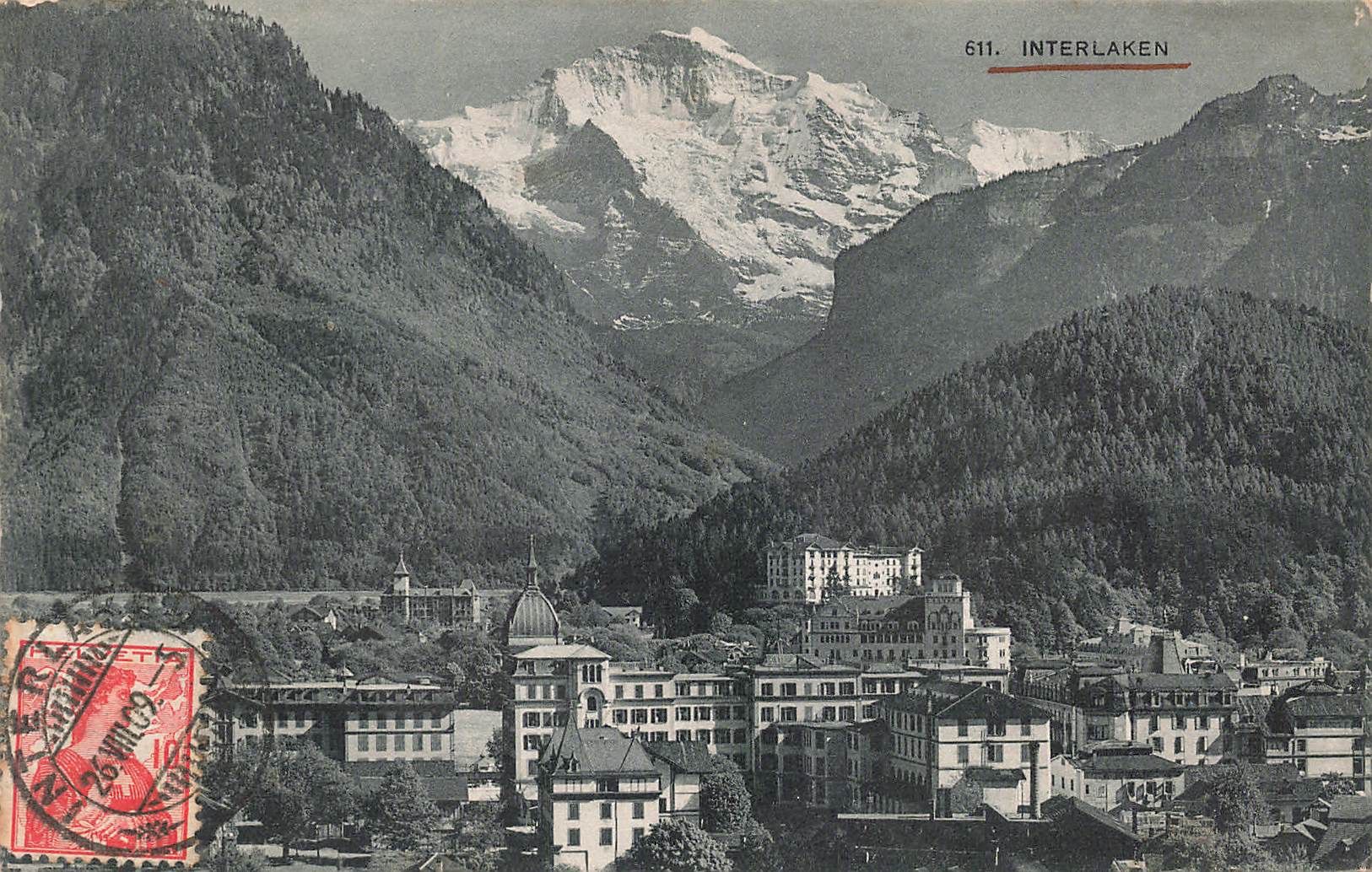 Cartes postales: Interlaken BE Panorama mit Jungfrau – D'occasion à Biasca par Blenio71