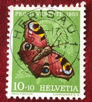 Nr. J 159 Tagpfauenauge GESTEMPELT Heisau 1955   