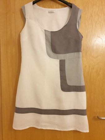Robe d'été, 38, lin, blanc, avec doublure, Promod, excellent