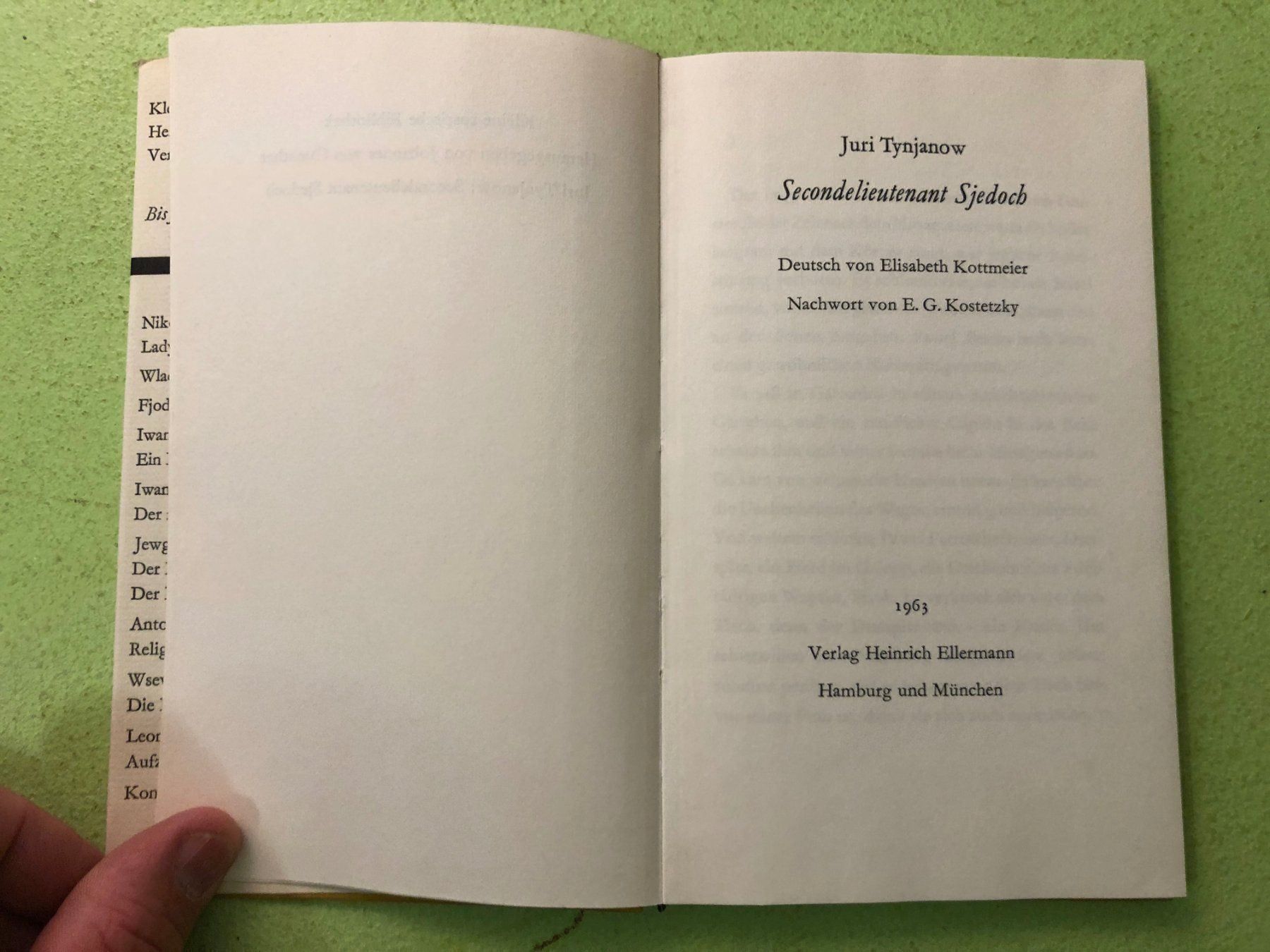 Libri: Juri Tynjanow: Secondlieutnant Sjedoch. – Usato da Zürich venduto da allp 2