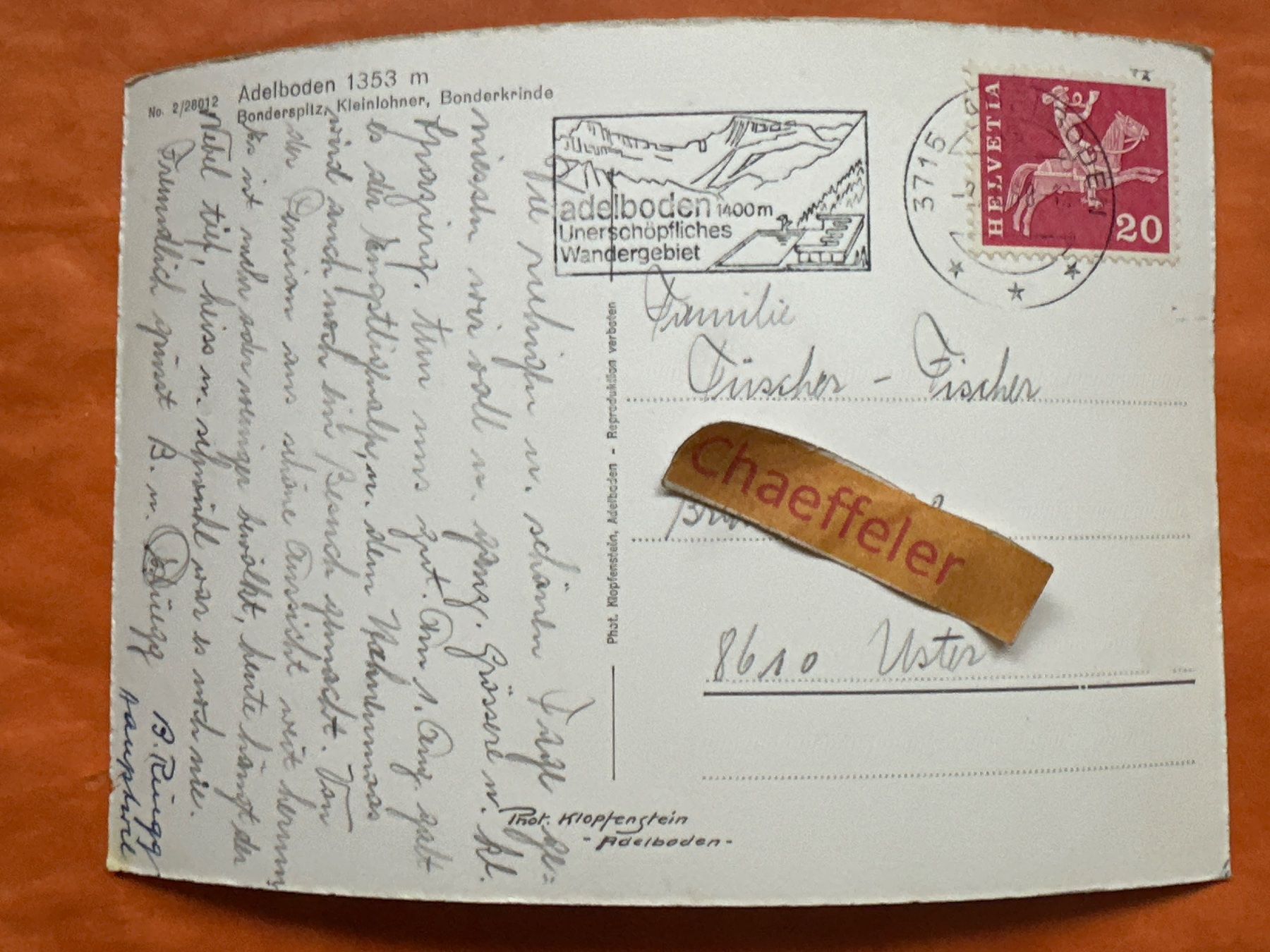 Cartes postales: Alte Ansichtskarte Adelboden-Bonderspitz, Kleinlohner – D'occasion à Zürich par Chaeffeler 1