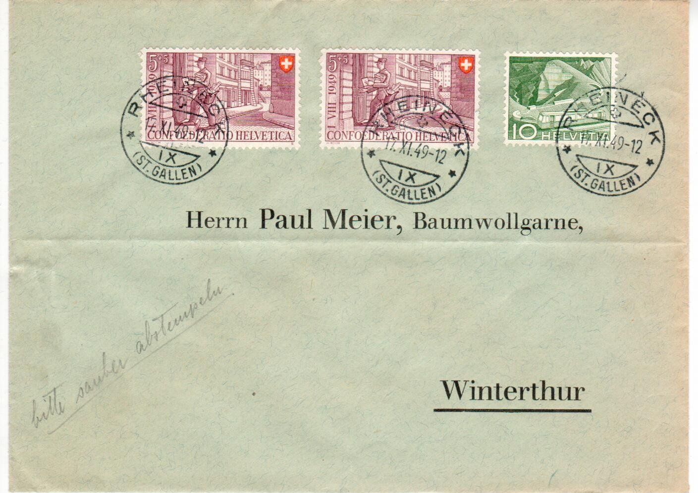 Tutti i francobolli: Brief, Rheineck 1949 – Usato da Wolhusen venduto da Curver9