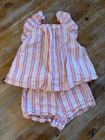 Sommer Set H&M Gr. 86. Rosa/Weiss Gestreift, Top + Hose