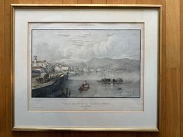 STUPENDA RARA STAMPA LUGANO ORIGINALE CON CORNICE