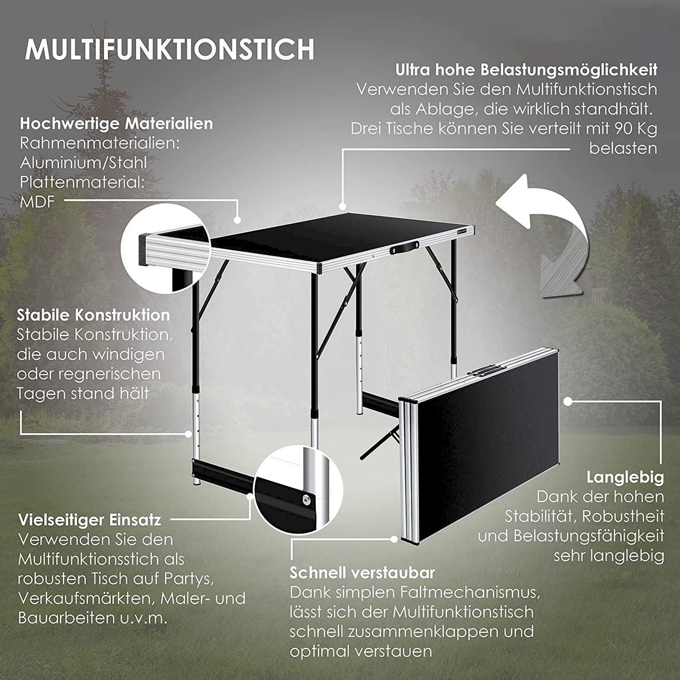 Set di tavolo e panche: KESSER Multifunktionstisch Schwarz – Nuovo e nell'imballaggio originale da Bottighofen venduto da zaap 3