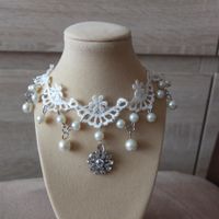 Halskette Spitze weiss Collier dentelle