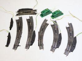 Minitrix 6 x grosse Elektro Weichen + 2 x Stellpult - Spur N