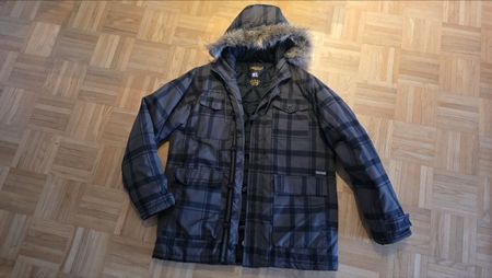 Winterjacke Fishbone kariert grau Grösse XL gebraucht